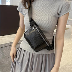 Vintage Crocodile Pattern Chest Bag Retro Crossbody Sling Bag
