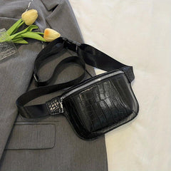 Vintage Crocodile Pattern Chest Bag Retro Crossbody Sling Bag