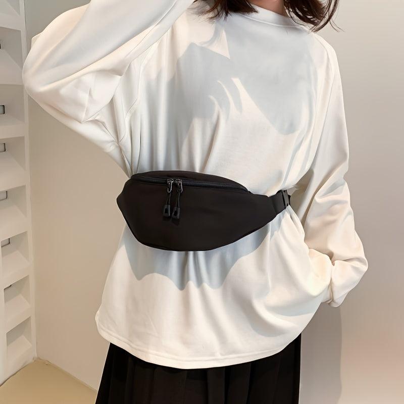 Nylon Fabric Fanny Pack Double Zipper Waist Purse Crossbody Chest Bag