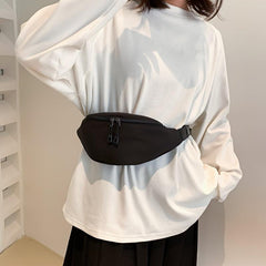 Nylon Fabric Fanny Pack Double Zipper Waist Purse Crossbody Chest Bag