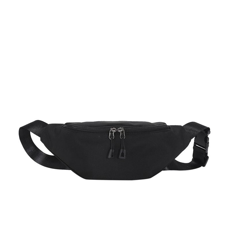 Nylon Fabric Fanny Pack Double Zipper Waist Purse Crossbody Chest Bag