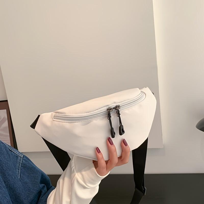 Nylon Fabric Fanny Pack Double Zipper Waist Purse Crossbody Chest Bag