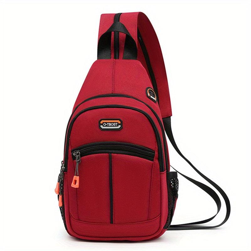Colorblock Nylon Sling Bag Outdoor Sports Chest Bag