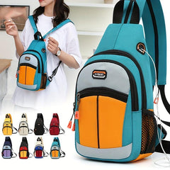 Colorblock Nylon Sling Bag Outdoor Sports Chest Bag
