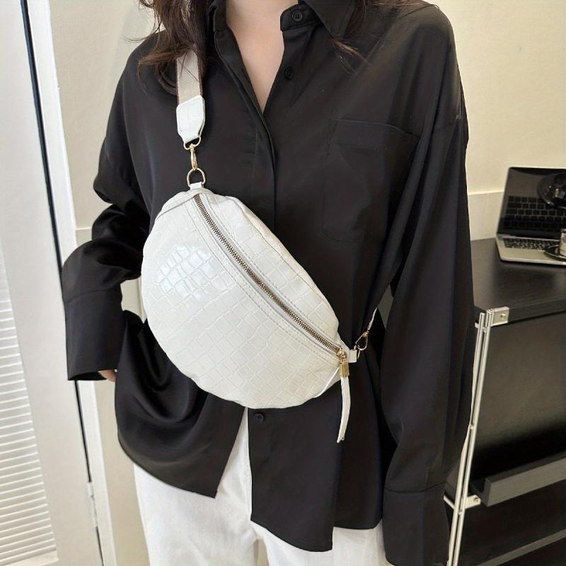 Crocodile Pattern Chest Bag Solid Fanny Pack Crossbody Bag