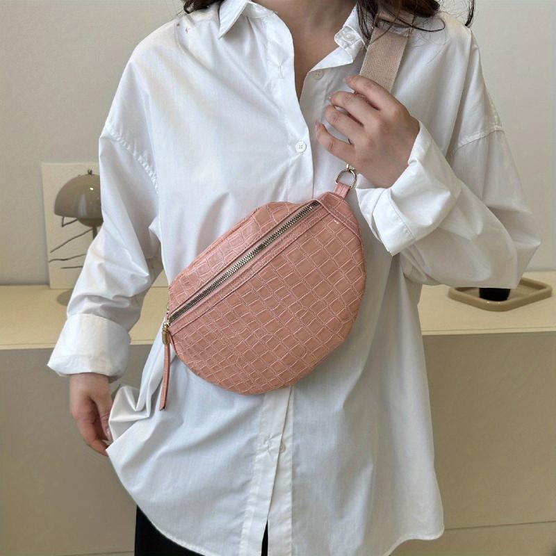 Crocodile Pattern Chest Bag Solid Fanny Pack Crossbody Bag