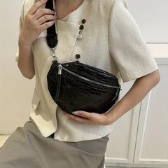 Crocodile Pattern Chest Bag Solid Fanny Pack Crossbody Bag