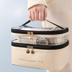 Double Layer Cosmetic Bag Waterproof Travel Storage Toiletry Bag