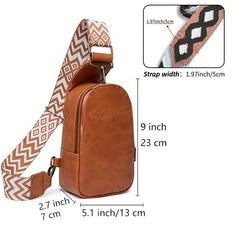 Colorblock Sling Bag Lightweight Portable PU Leather Crossbody Bag
