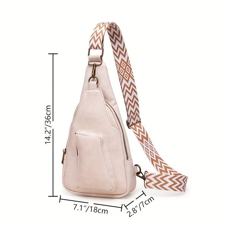 Solid Sling Bag PU Leather Crossbody Purse Adjustable Strap Chest Bags