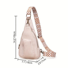 Solid Sling Bag PU Leather Crossbody Purse Adjustable Strap Chest Bags