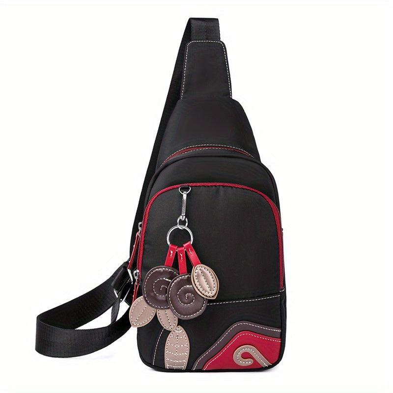 Casual Flower Decor Chest Bag Lightweight Sling Bag