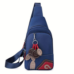 Casual Flower Decor Chest Bag Lightweight Sling Bag