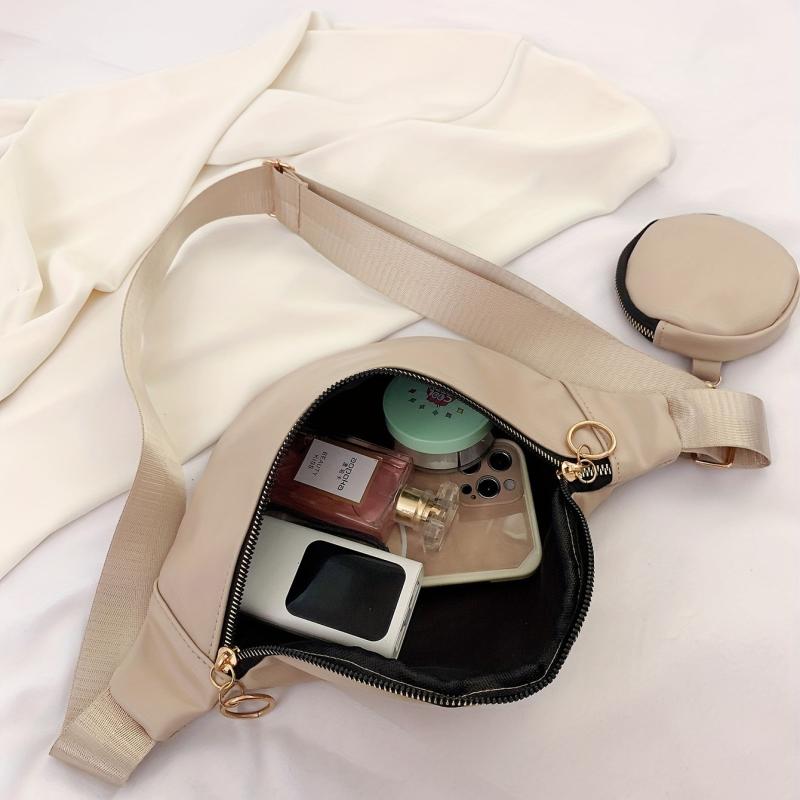 Minimalist Crossbody Chest Bag Vegan PU Leather Sling Bag Women's Waist Purse