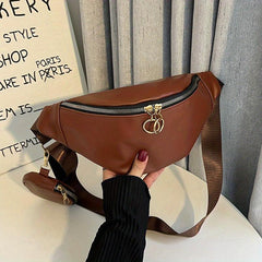 Minimalist Crossbody Chest Bag Vegan PU Leather Sling Bag Women's Waist Purse