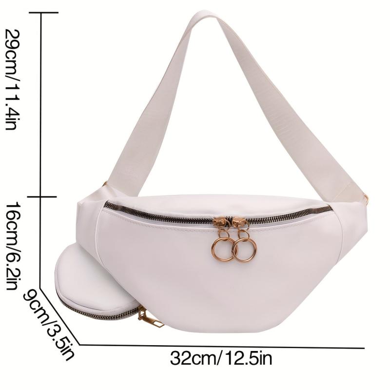 Minimalist Crossbody Chest Bag Vegan PU Leather Sling Bag Women's Waist Purse