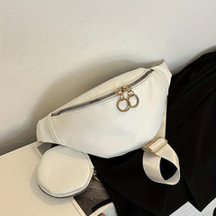 Minimalist Crossbody Chest Bag Vegan PU Leather Sling Bag Women's Waist Purse