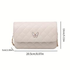 Quilted Metal Chain Crossbody Bag PU Leather Textured Bag Purse
