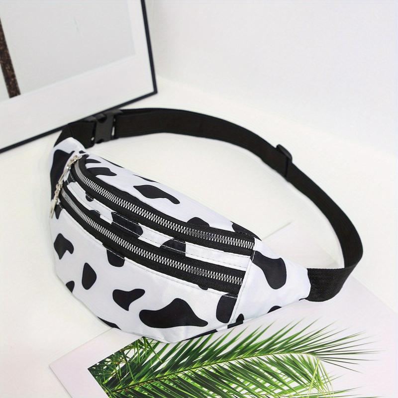 Cow Pattern Fanny Pack Women Nylon Crossbody Purse Sports Running Chest Bag