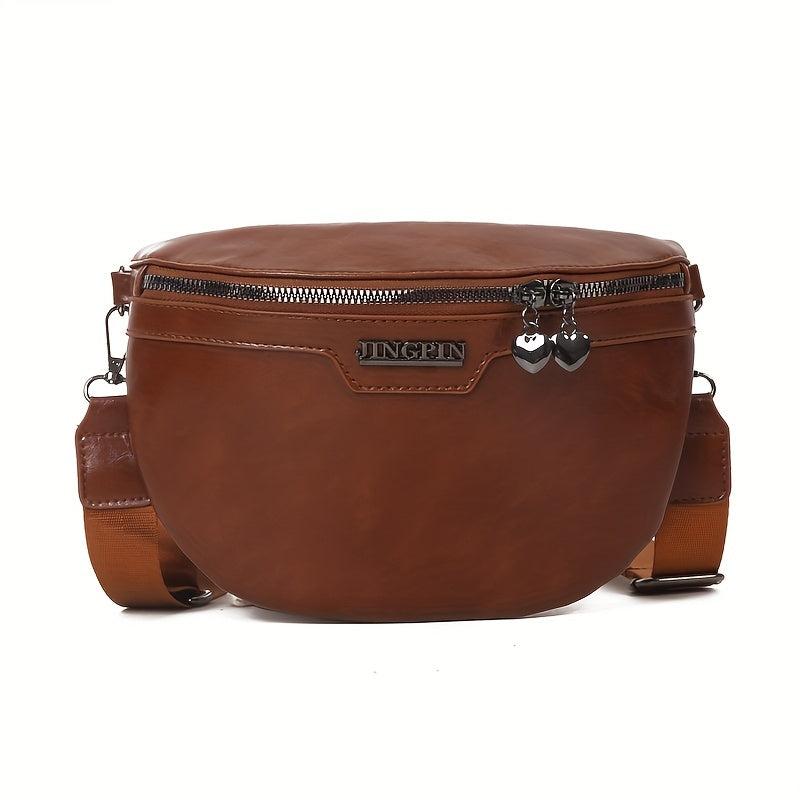 Vintage Solid Waist Bag Retro PU Leather Fanny Pack Women's Crossbody Bag