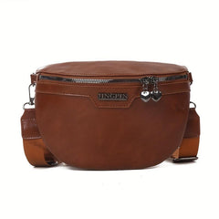 Vintage Solid Waist Bag Retro PU Leather Fanny Pack Women's Crossbody Bag