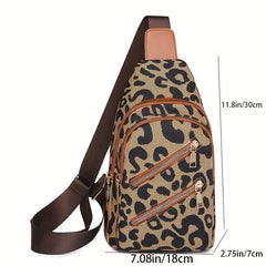 Leopard Pattern Sling Bag Zipper Front Chest Bag