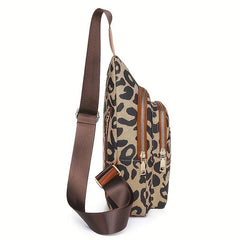 Leopard Pattern Sling Bag Zipper Front Chest Bag