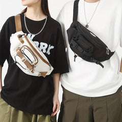 Letter Patch Chest Bag Versatile Crossbody Fanny Pack