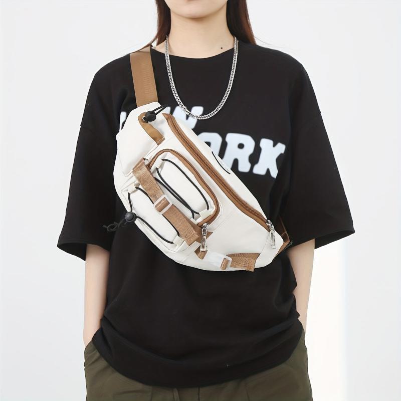 Letter Patch Chest Bag Versatile Crossbody Fanny Pack