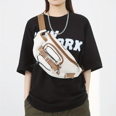Letter Patch Chest Bag Versatile Crossbody Fanny Pack
