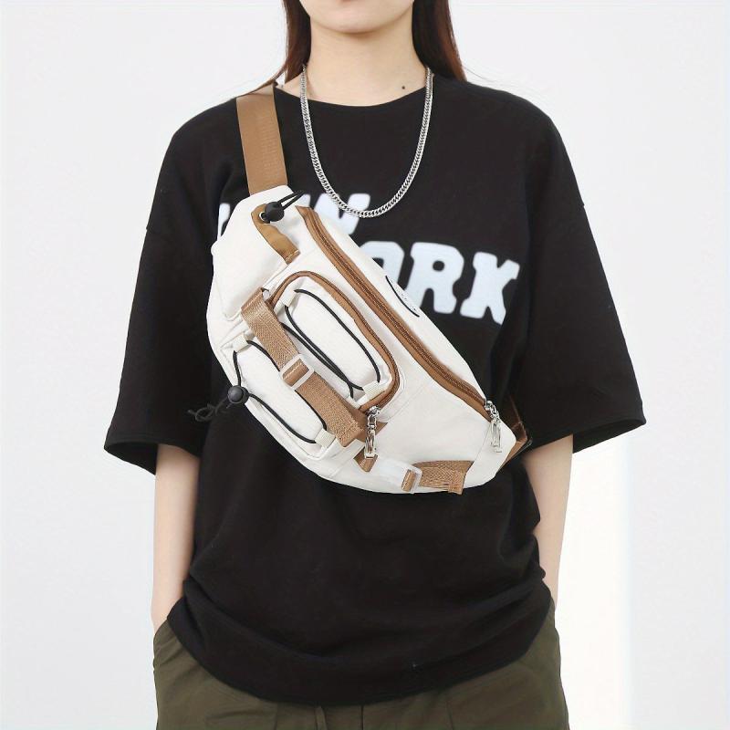 Letter Patch Chest Bag Versatile Crossbody Fanny Pack