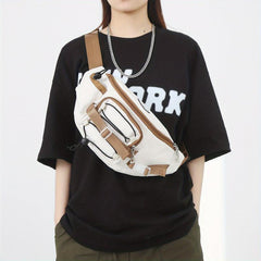 Letter Patch Chest Bag Versatile Crossbody Fanny Pack