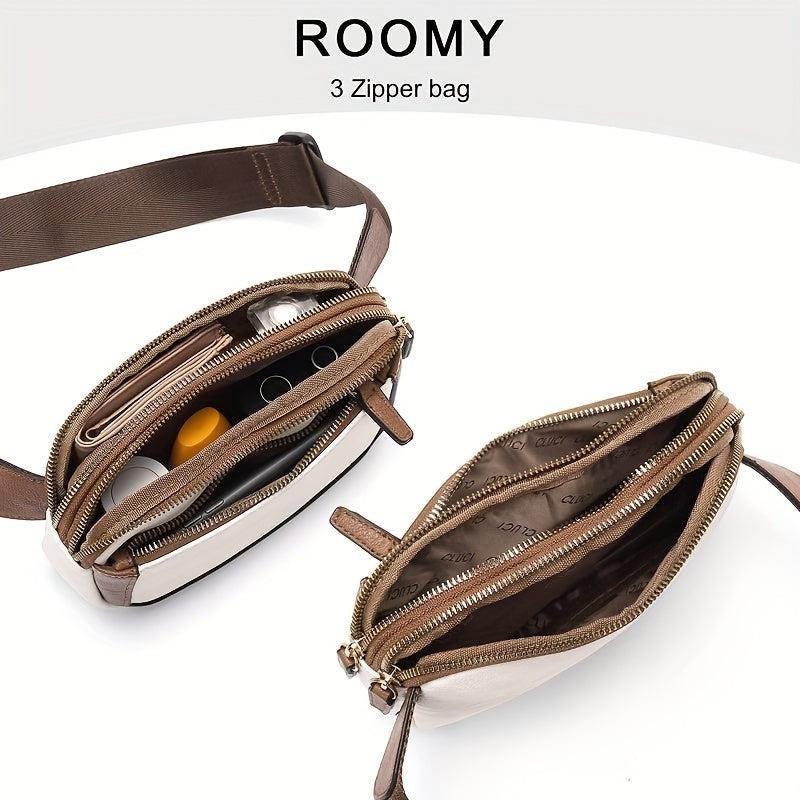 Vintage Crossbody Bag Classic PU Leather Sling Bag Women's Waist Bag