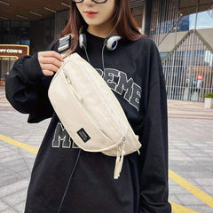 Nylon Waist Bag Outdoor Sports Chest Bag Zipper Crossbody Bag