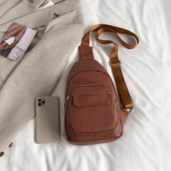 Faux Leather Chest Purse Sling Bag for Women