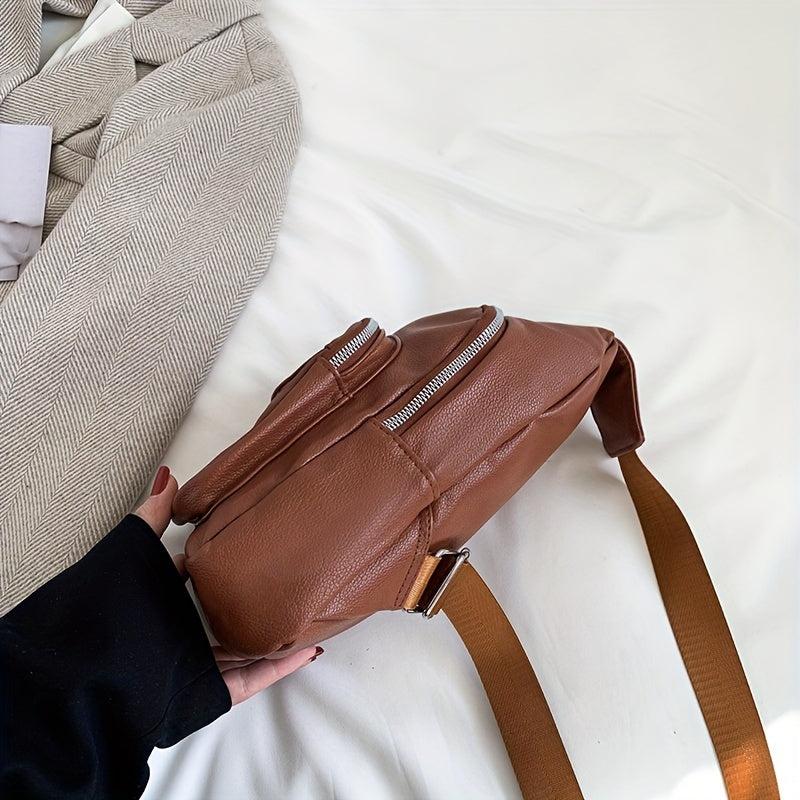 Faux Leather Chest Purse Sling Bag for Women