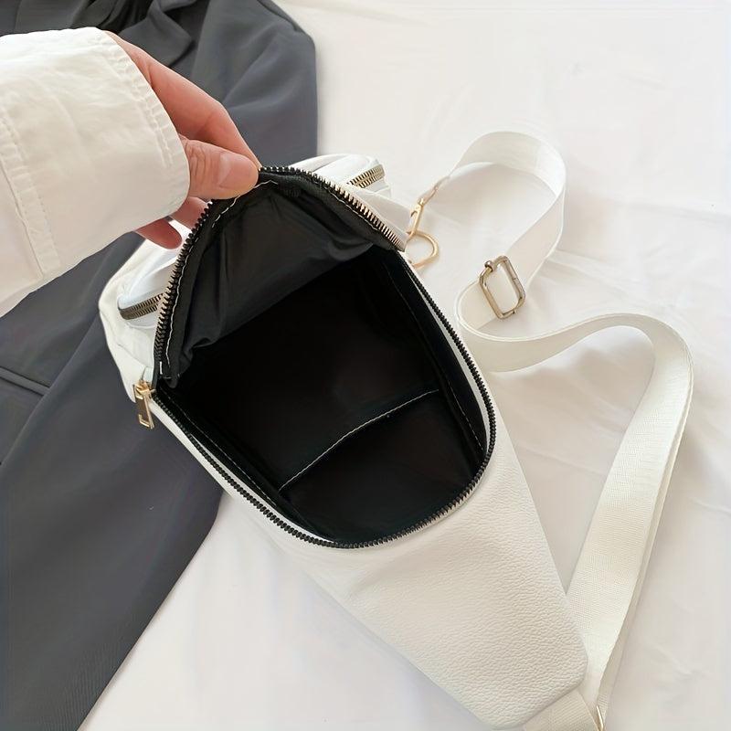 Minimalist Solid Sling Bag All Match Zipper Chest Bag