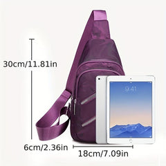 Camouflage Chest Bag Double Zipper Crossbody Purse Waterproof Nylon Sling Bag
