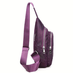 Camouflage Chest Bag Double Zipper Crossbody Purse Waterproof Nylon Sling Bag