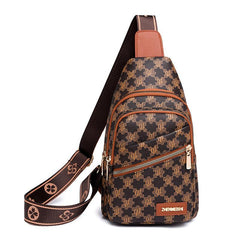 Double Zipper Chest Bag Faux Leather Crossbody Bag