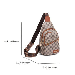 Double Zipper Chest Bag Faux Leather Crossbody Bag
