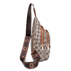Double Zipper Chest Bag Faux Leather Crossbody Bag