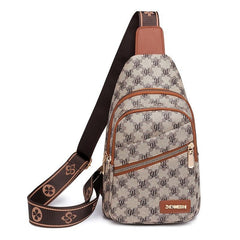 Double Zipper Chest Bag Faux Leather Crossbody Bag