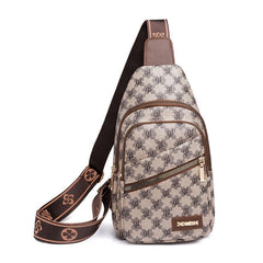 Double Zipper Chest Bag Faux Leather Crossbody Bag