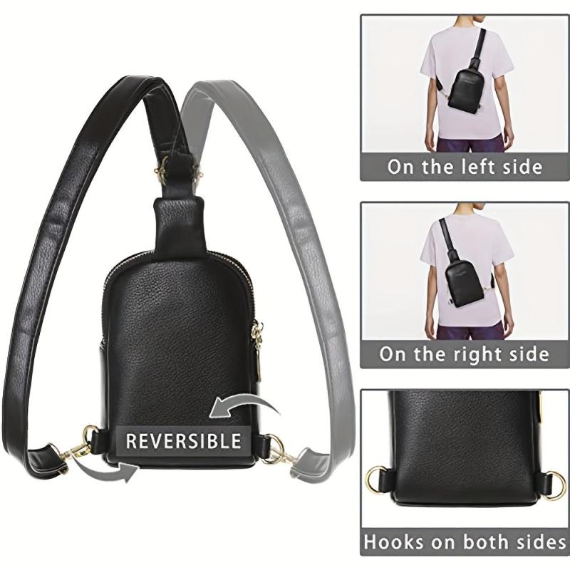 Textured Casual Chest Bag PU Leather Lightweight Fanny Pack