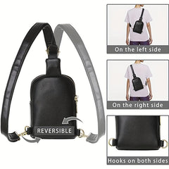 Textured Casual Chest Bag PU Leather Lightweight Fanny Pack