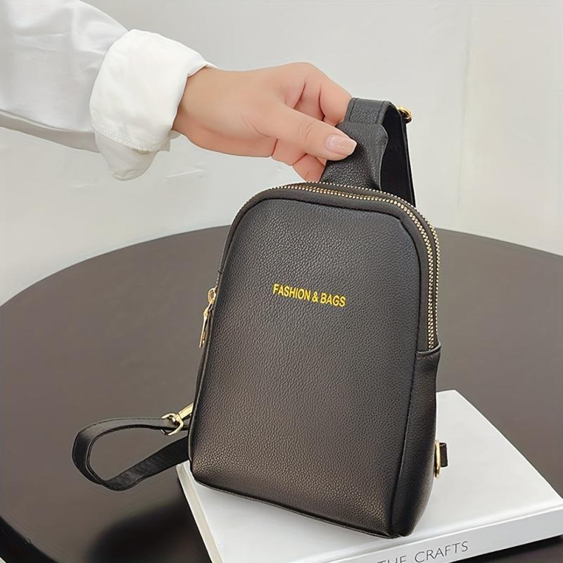 Textured Casual Chest Bag PU Leather Lightweight Fanny Pack