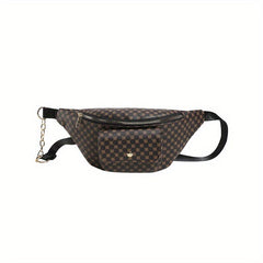 Geometric Pattern Waist Bag PU Crossbody Bag Zipper Chest Purse