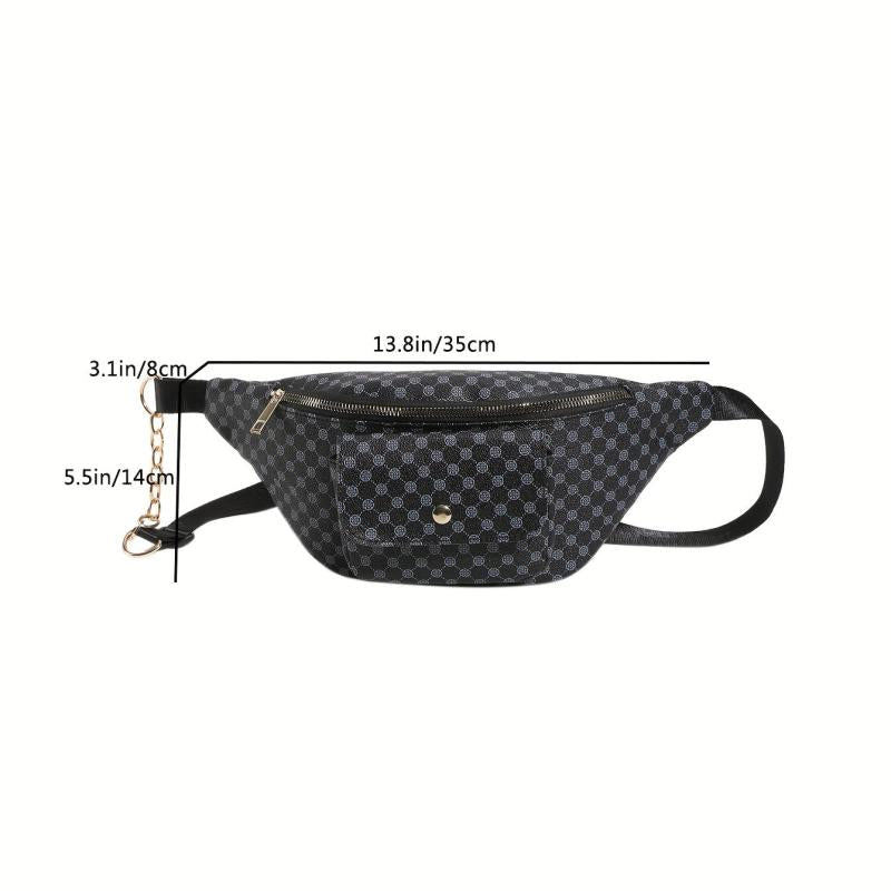 Geometric Pattern Waist Bag PU Crossbody Bag Zipper Chest Purse