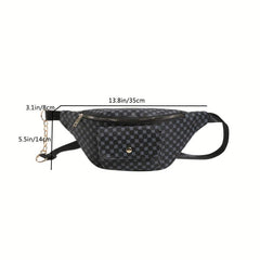 Geometric Pattern Waist Bag PU Crossbody Bag Zipper Chest Purse